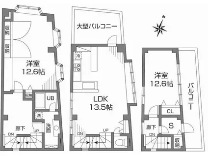 AXIS成城(2SLDK/6階)の間取り写真
