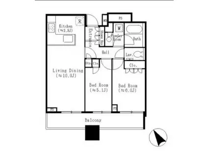 グランドターミナルタワー本八幡(2LDK/25階)の間取り写真