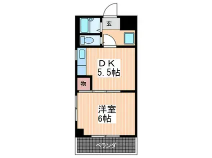 KMNビル(1DK/5階)の間取り写真