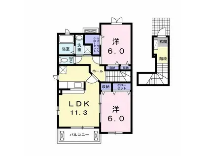グレース サニー ヴィラ(2LDK/2階)の間取り写真