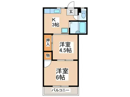 コーポエスポワール(2K/3階)の間取り写真