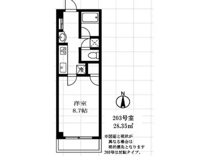 フォリストインサーコ(1K/2階)の間取り写真