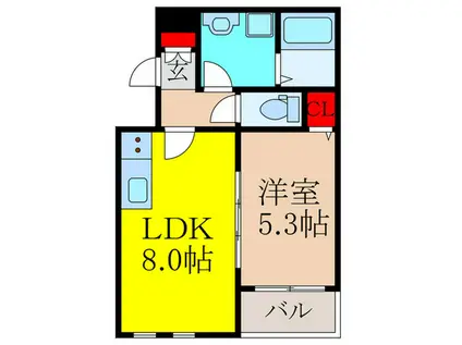 RITZ COURT 池田(1LDK/3階)の間取り写真