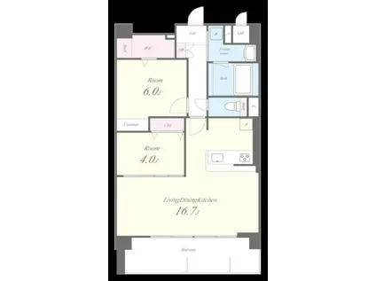 エクセルハイム東灘(2LDK/5階)の間取り写真