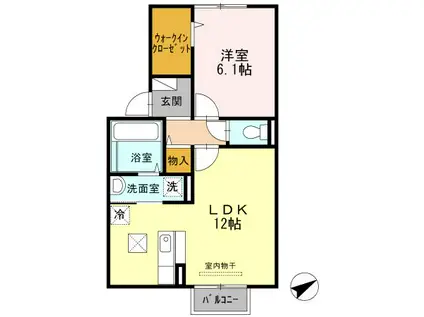 サニークレスト三和(1LDK/1階)の間取り写真