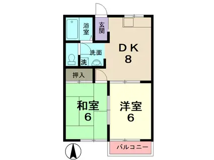 サンクレスト619(2DK/2階)の間取り写真