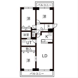 BRO北野(3LDK/8階)の間取り写真
