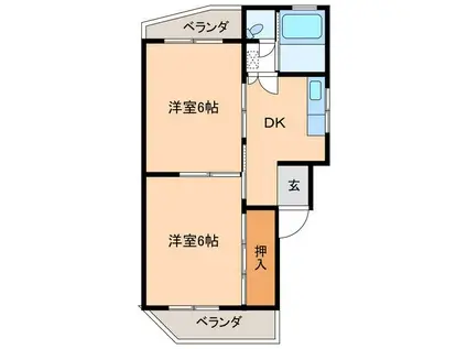 不二屋マンション(2DK/2階)の間取り写真