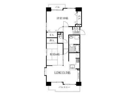 グローリアスタウン聖心弐番館(2LDK/14階)の間取り写真