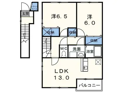 ボムコリーヌ(2LDK/2階)の間取り写真