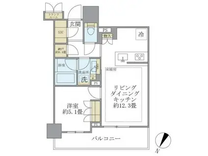 BRILLIA TOWER 有明 MID CROSS(1LDK/25階)の間取り写真