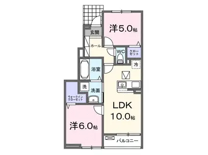 ホワイトハウス(2LDK/1階)の間取り写真
