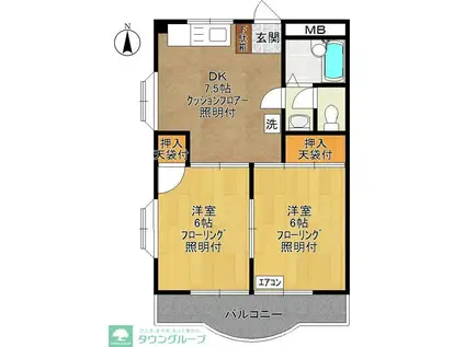 サンテラス藤(2DK/2階)の間取り写真