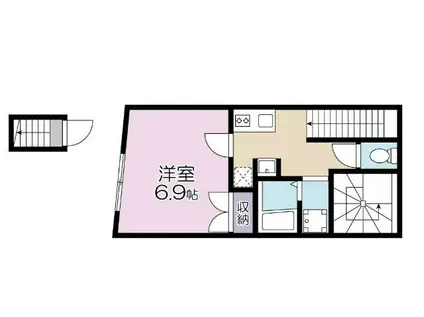ＪＲ常磐線 亀有駅 徒歩11分 3階建 築8年(1K/2階)の間取り写真