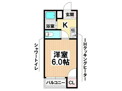 LOVE WING白鳥(1K/2階)の間取り写真