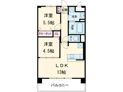 アトリエール堺寺地町(2LDK/9階)の間取り写真