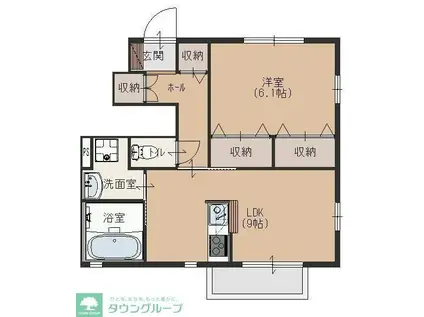 ディアコートふじみ野A(1LDK/1階)の間取り写真