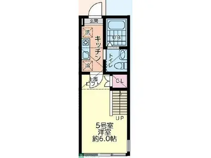 仮シティハイツ新磯野1号棟(1K/2階)の間取り写真
