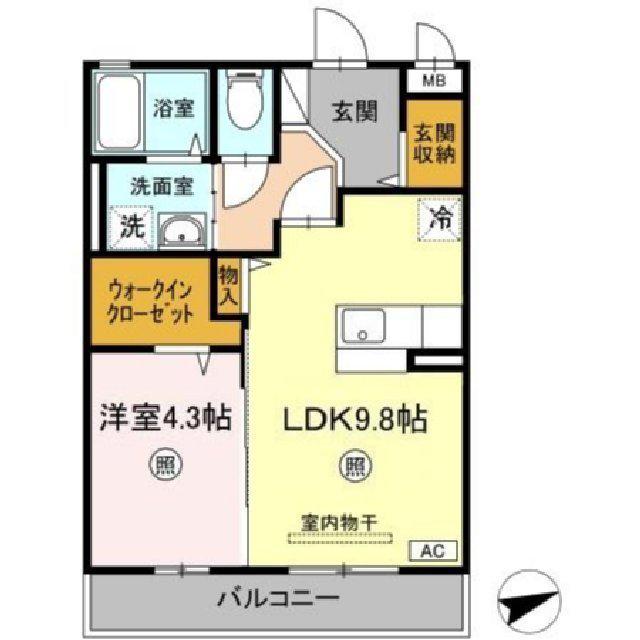 シェルシェ(1LDK/2階)の間取り写真