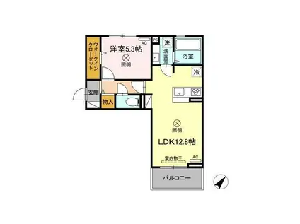 GLANZ.KII(1LDK/2階)の間取り写真