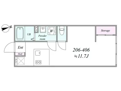 THE TRIAS296(1DK/2階)の間取り写真