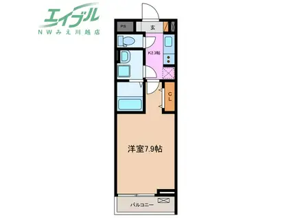 アドバンス長島(1K/2階)の間取り写真