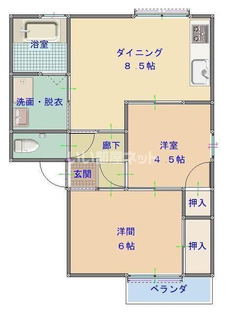 フォーメイト紺屋町(2DK/1階)の間取り写真