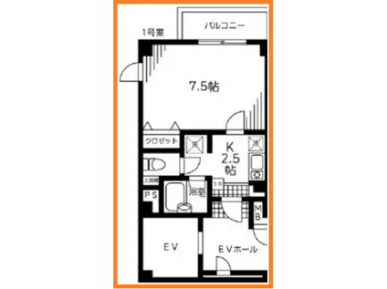 フォーレストビル(1K/8階)の間取り写真