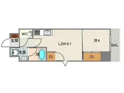 トーシンイーストビル(1LDK/2階)の間取り写真