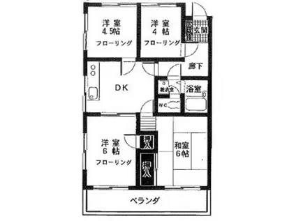 ウエルス日進ハウス(4DK/1階)の間取り写真