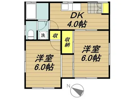 カーサ・グレイス(2DK/1階)の間取り写真