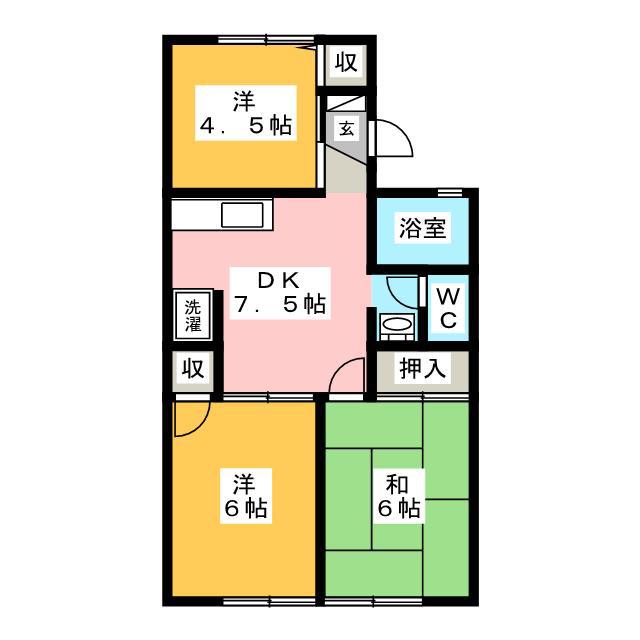 サンハイム韮山(3DK/1階)の間取り写真