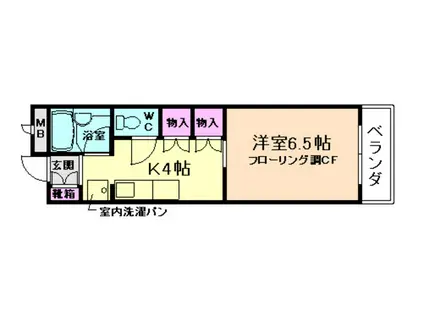 アスグロー箕面(1K/4階)の間取り写真