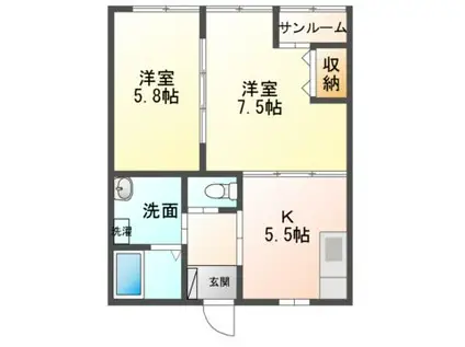 レジデンス馬渡(2K/2階)の間取り写真