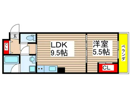 エクセル大山ハシモト(1LDK/2階)の間取り写真