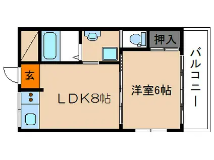 ヴィラ白川山手(1LDK/3階)の間取り写真