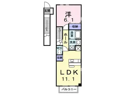 Sハウス 高萩町(1LDK/2階)の間取り写真