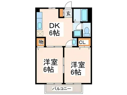 木下パークハイツ(2DK/2階)の間取り写真