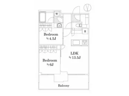 晴海フラッグパークヴィレッジT棟(2LDK/12階)の間取り写真