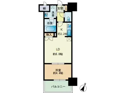 RJRプレシア博多楽水園(1LDK/3階)の間取り写真