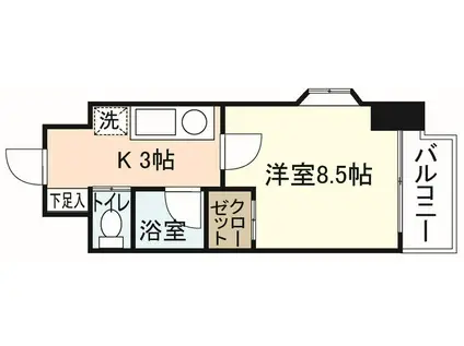 グランディール三篠(1K/4階)の間取り写真