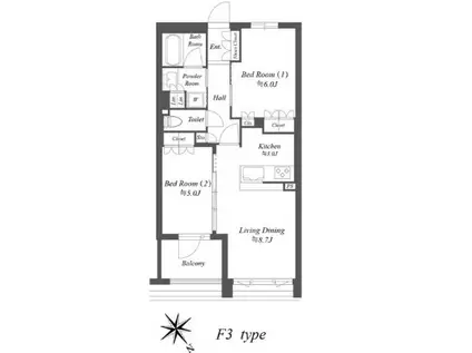 上池台5丁目 マンション(2LDK/3階)の間取り写真