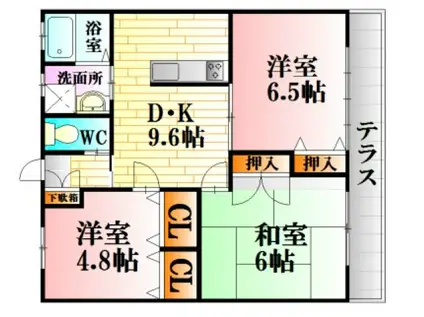 コンフォールエムズ(3DK/1階)の間取り写真