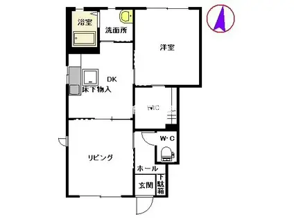 サンセール国分II A棟(2DK/1階)の間取り写真