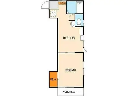 富岡ハイツ(1DK/2階)の間取り写真