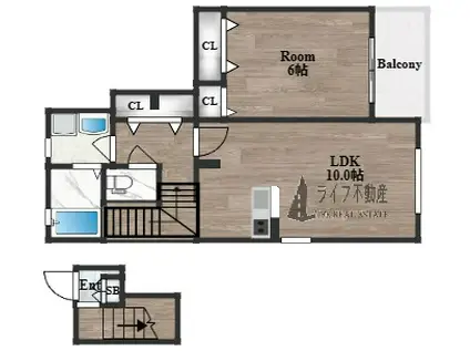 リジエールI(1LDK/2階)の間取り写真