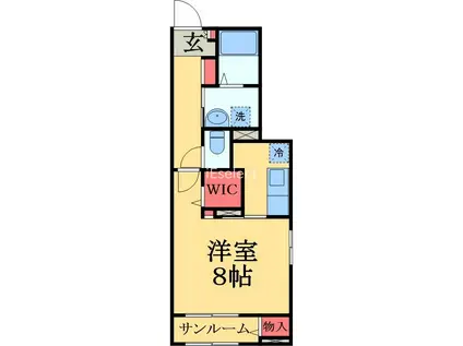 メゾンカルムXI(1K/1階)の間取り写真