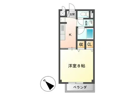 ツインアベニューB(1K/2階)の間取り写真