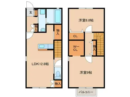 原町4丁目アパート(2LDK/1階)の間取り写真