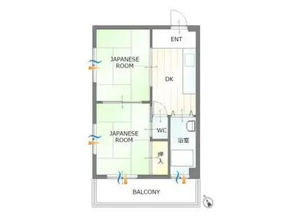 マンション丸山(2K/2階)の間取り写真